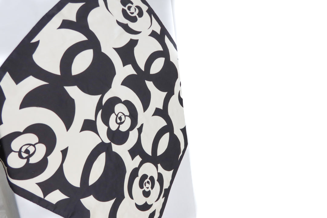 Black and white floral scarf