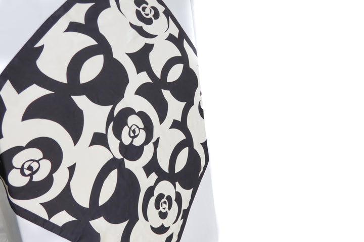 Black and white floral scarf