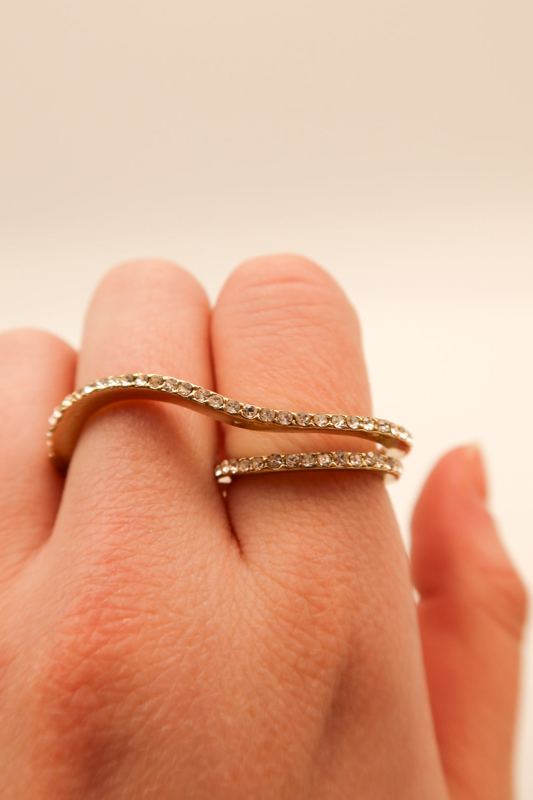 Gold diamond double ring