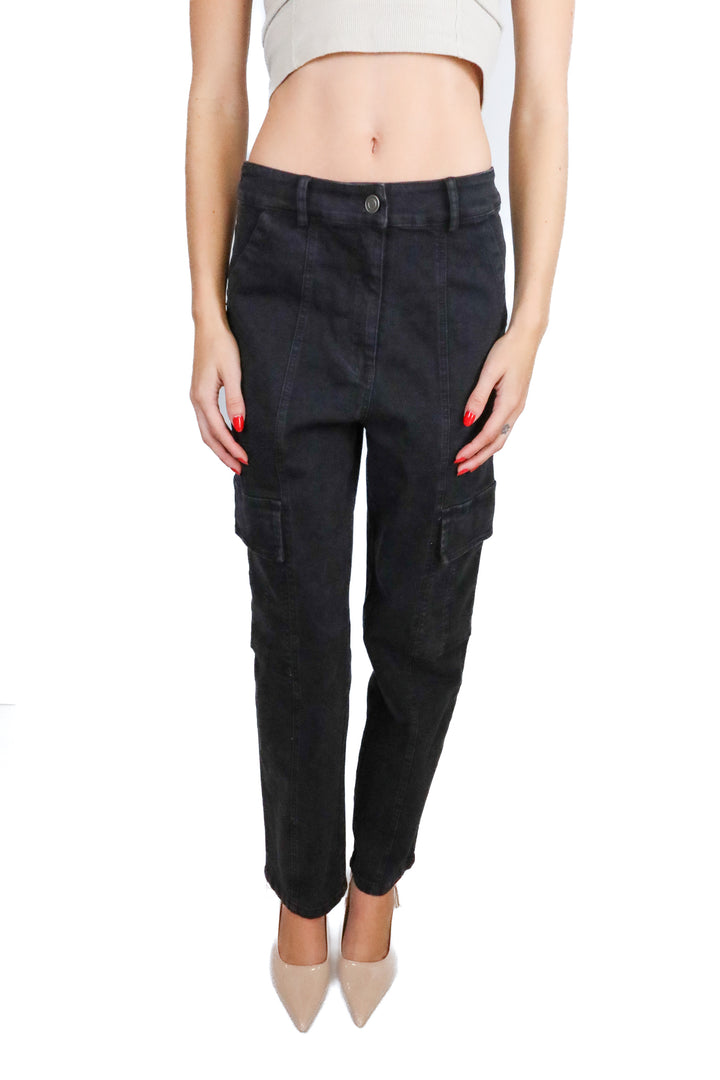 skies are blue black cargo straight leg jeans (xs; retail $89)