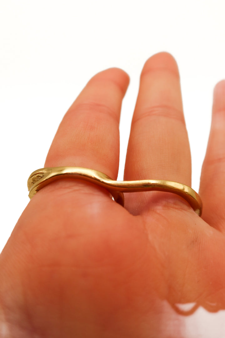 Gold diamond double ring