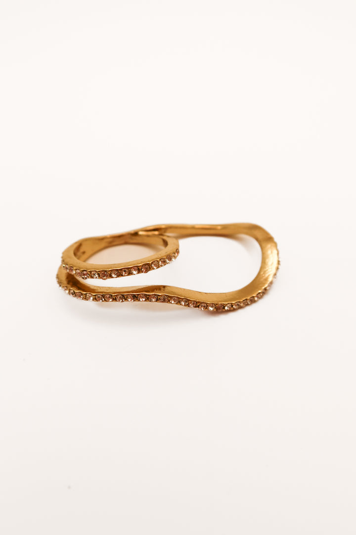 Gold diamond double ring