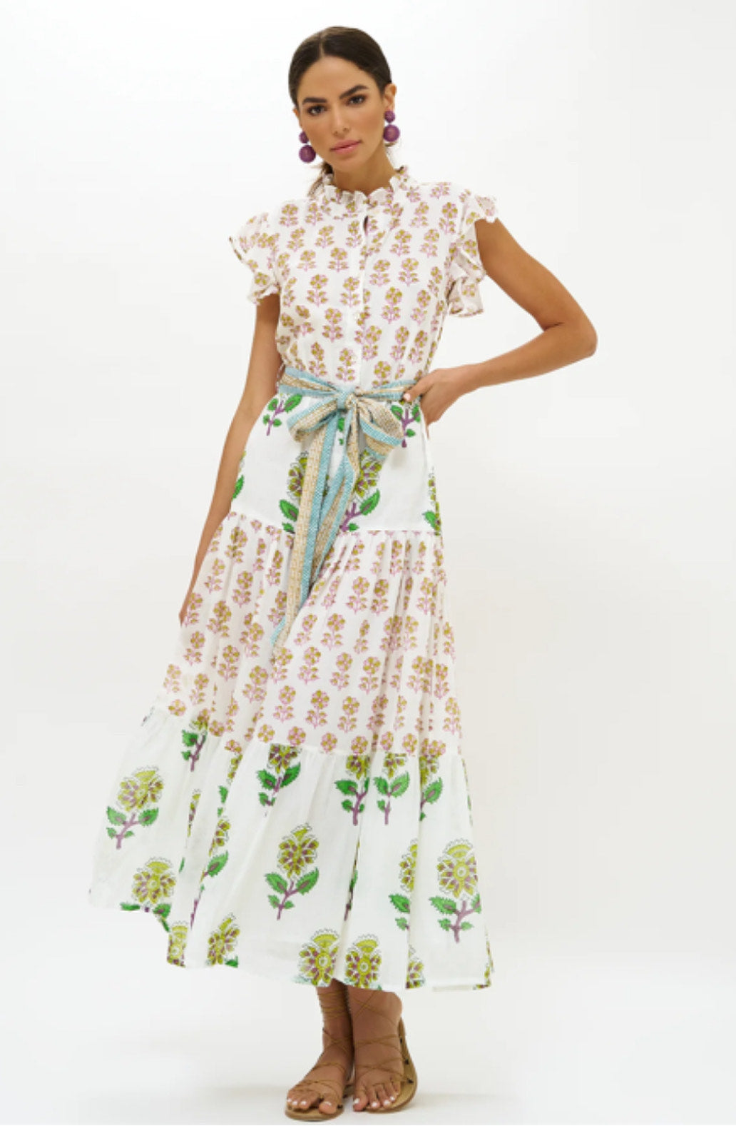 SOLD oliphant white floral maxi dress NWT (s; retail $328)