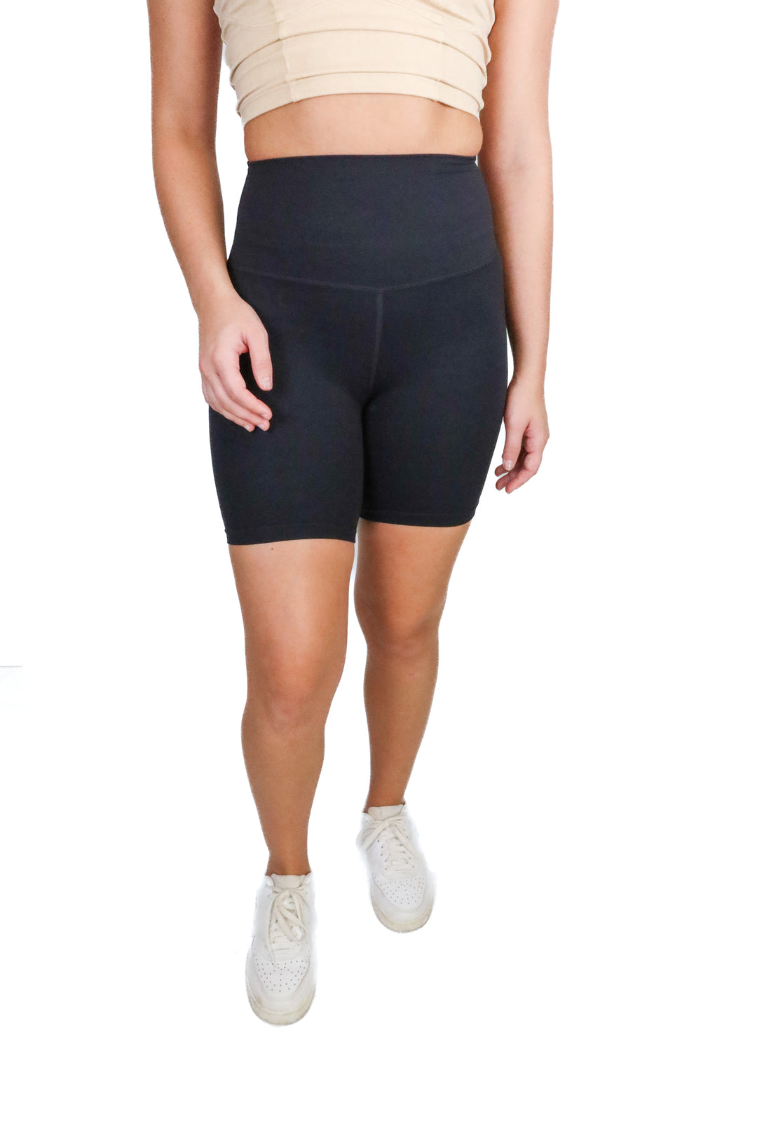 splits59 black biker shorts (xs; retail $68)