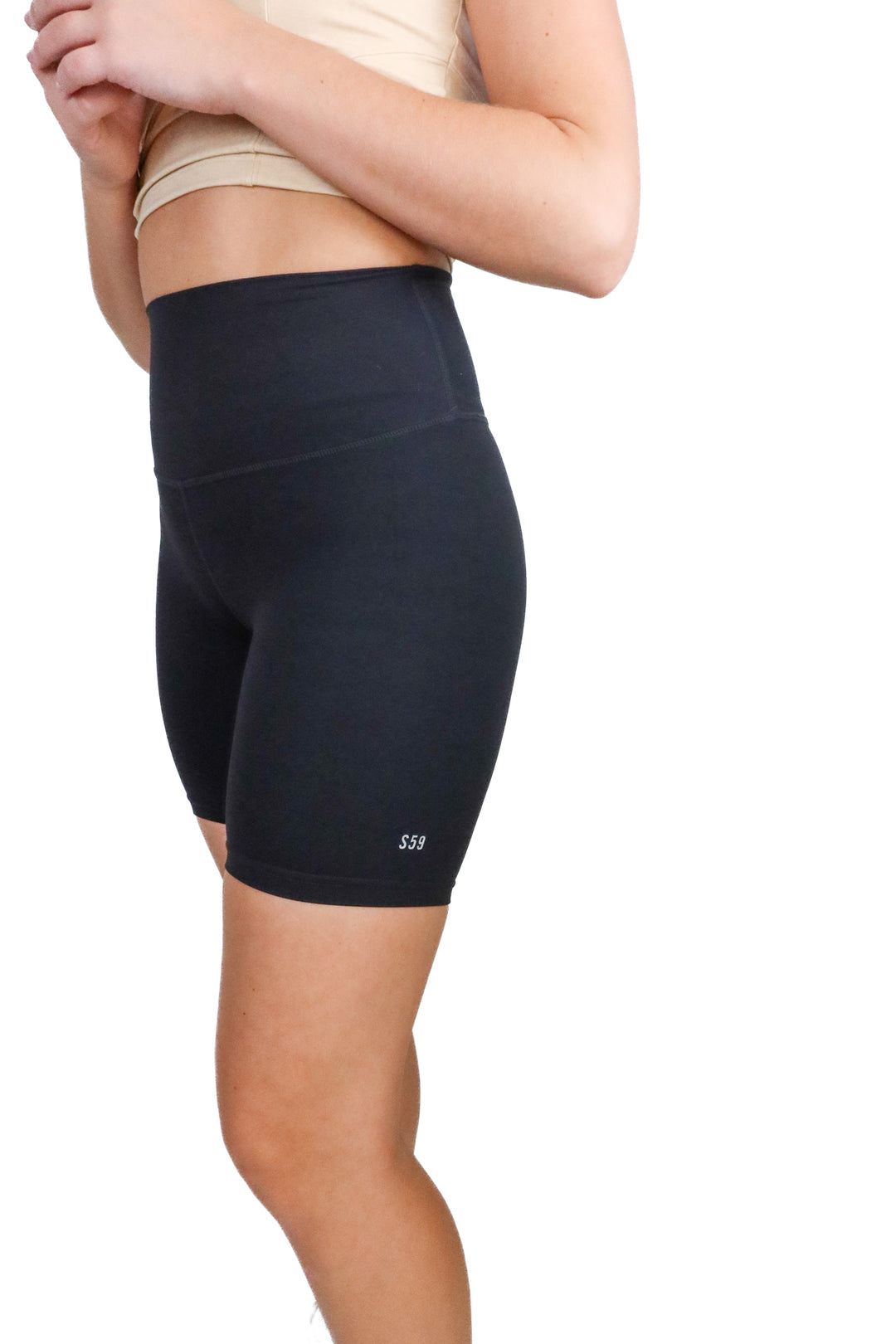 splits59 black biker shorts (xs; retail $68)