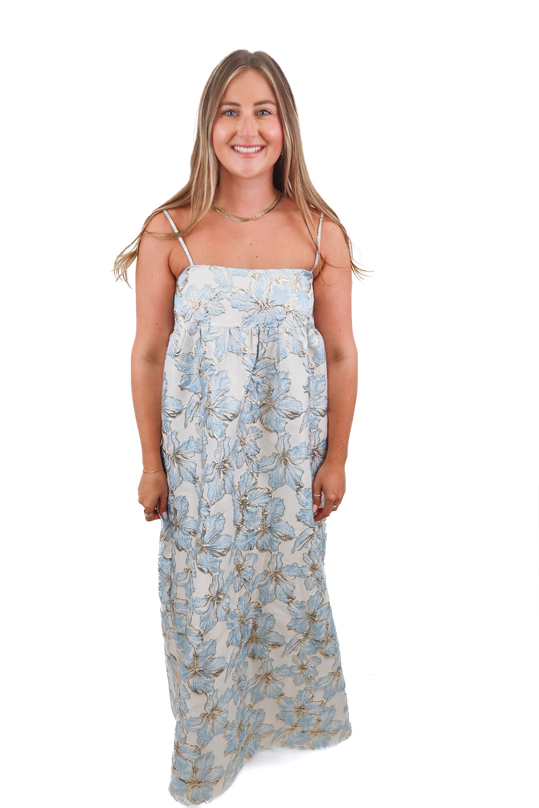 petal + pup "blue floral yasmine maxi dress" NWT (m)