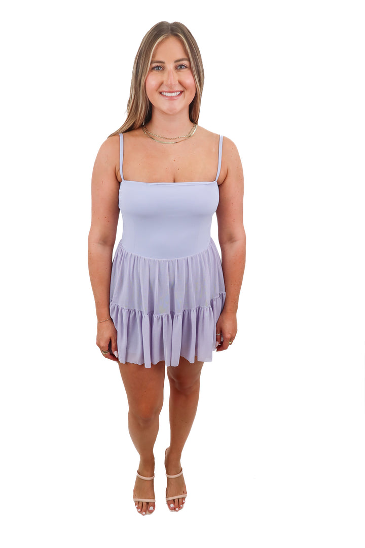 blogilates purple tulle active dress (m; retail $85)