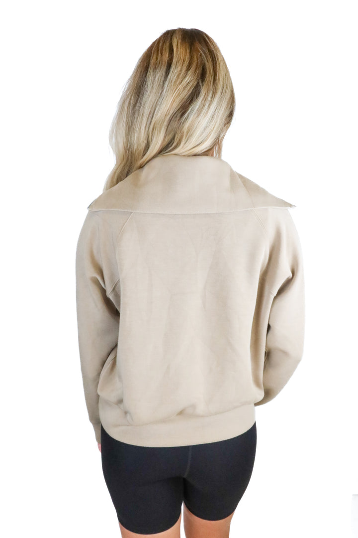 spanx moss green quarter zip pullover (s; retail $118)