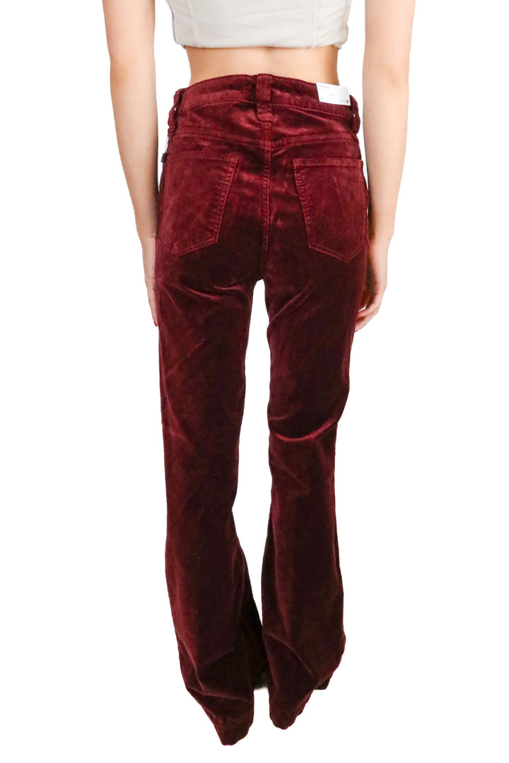 Joe's maroon velvet high rise flare pants NWT (26; retail $268)