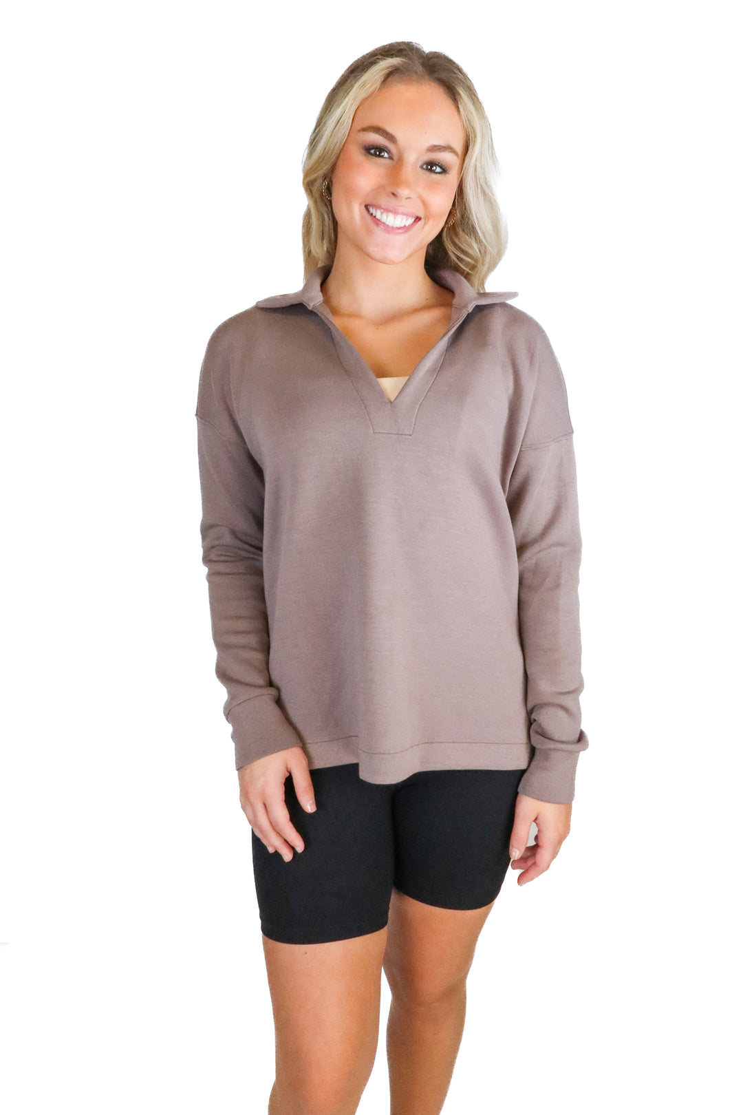 spanx purple v-neck pullover (s; retail $118)
