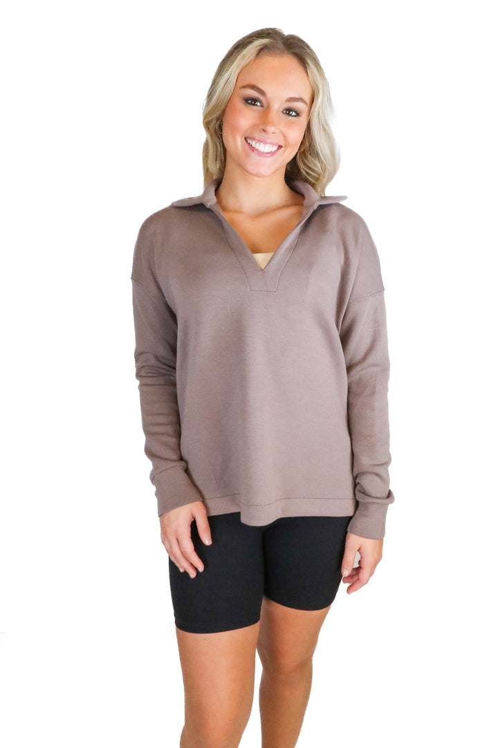 spanx purple v-neck pullover (s; retail $118)