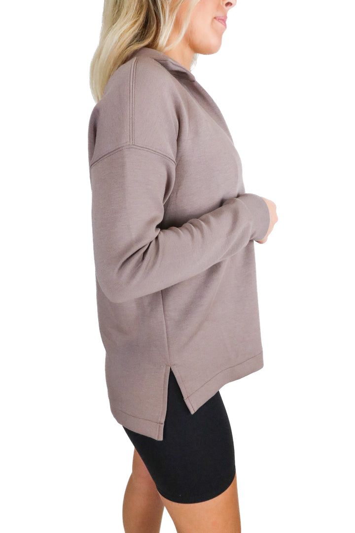 spanx purple v-neck pullover (s; retail $118)