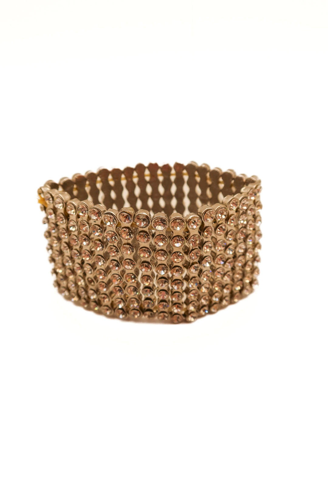 Thick silver and crystal stretchy bracelet