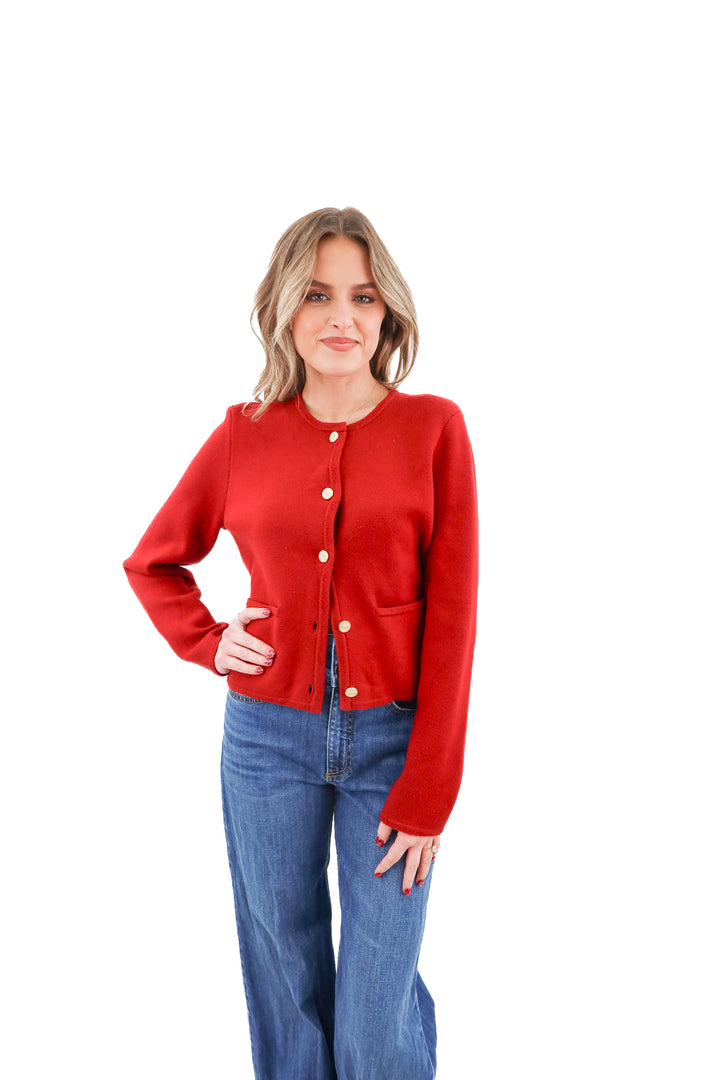 abercrombie & fitch red cardigan (m)