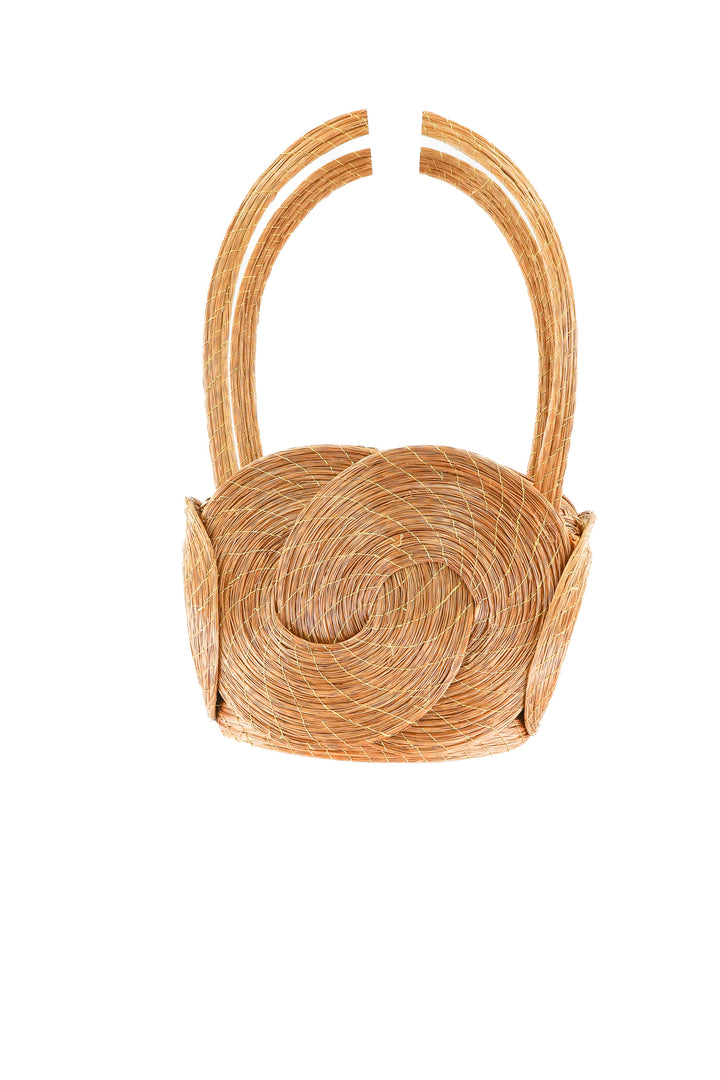 Rattan and gold stitch shoulder bag NWT