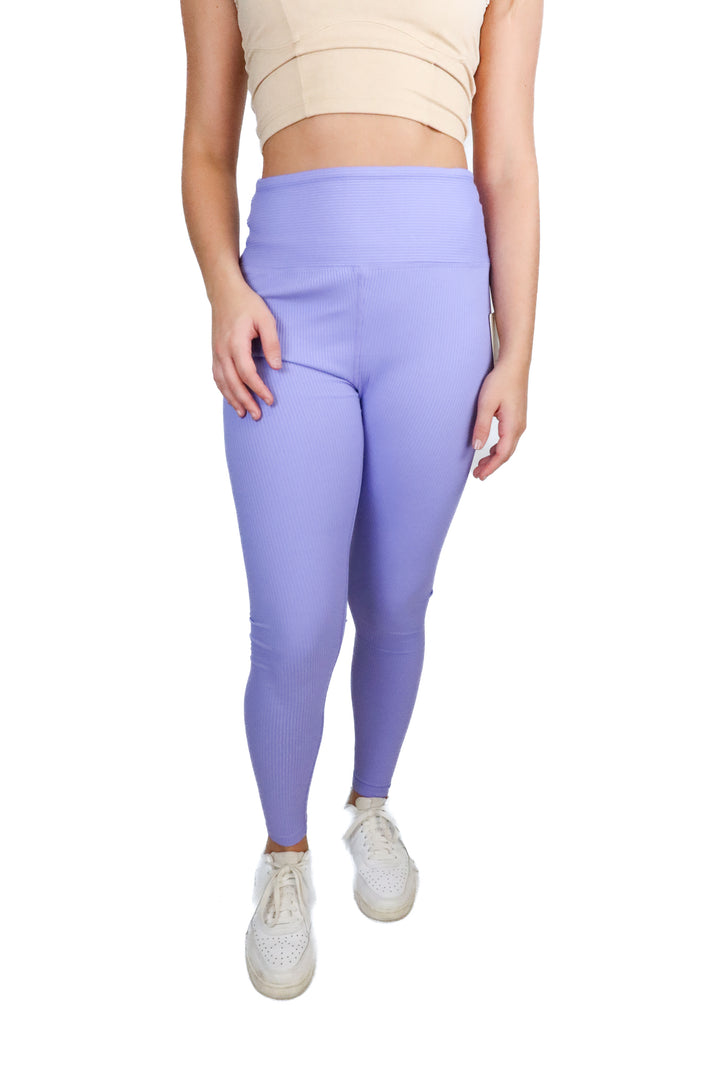 Year of Ours Lavender Rib Knit High Rise Leggings NWT (L; Retail $115)