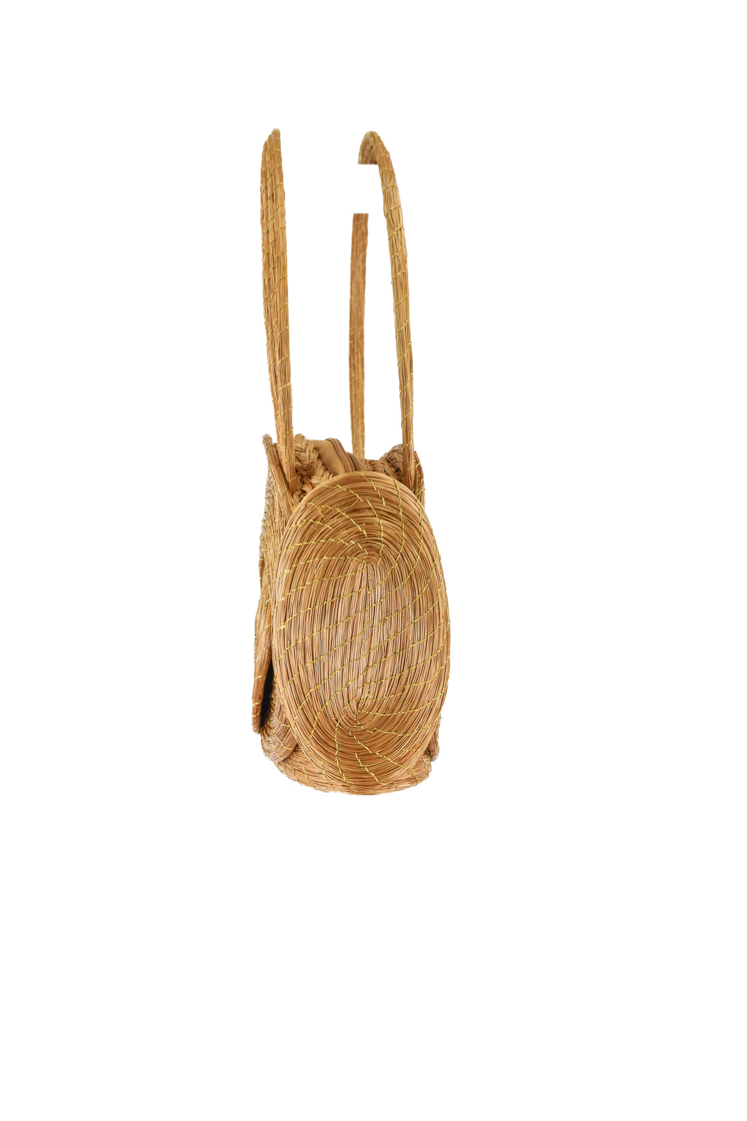 Rattan and gold stitch shoulder bag NWT