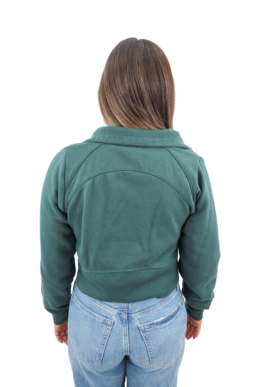 all in motion green cropped zip up