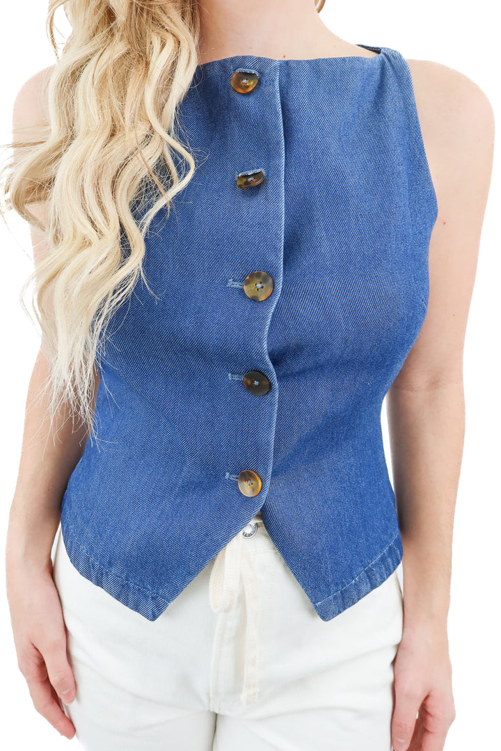 lovers and friends denim vest (m; retail $63)