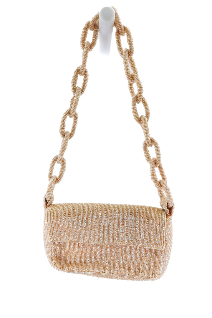 Anthropologie cream beaded bag