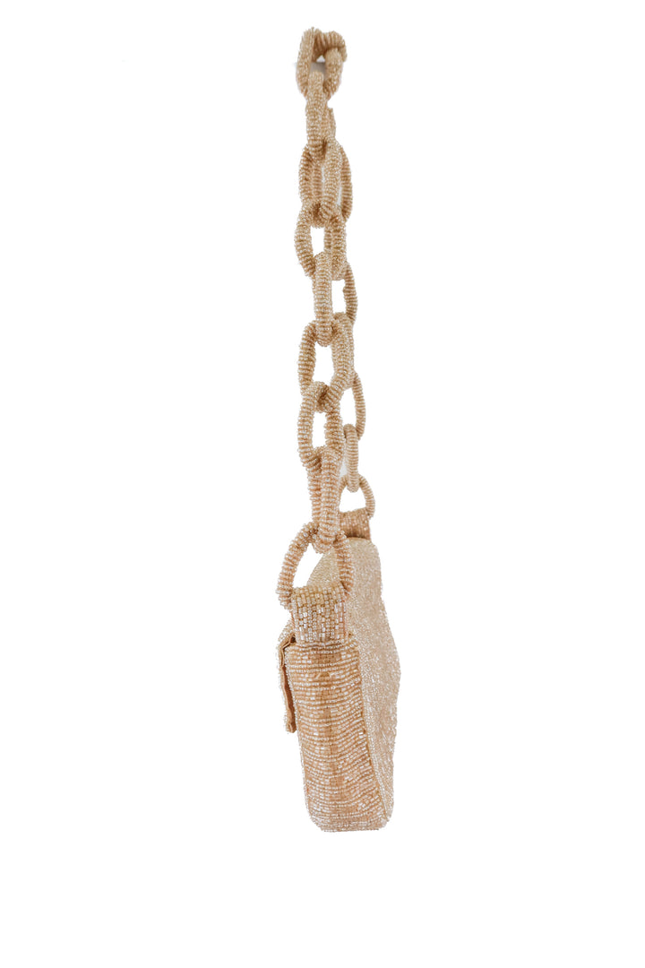 Anthropologie cream beaded bag