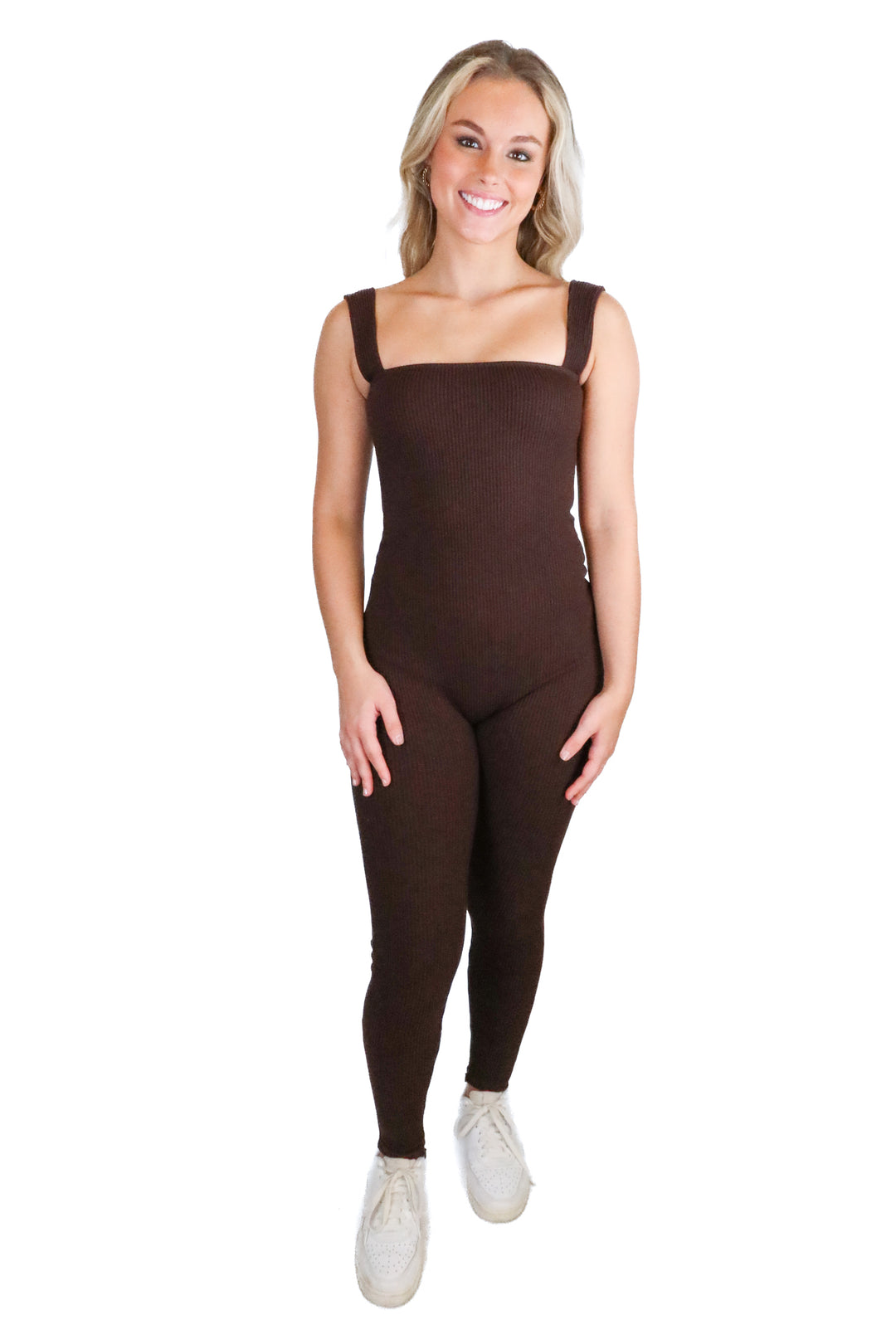 Sans Faff dark brown ribbed jumpsuit NWT (XS; retail $313)