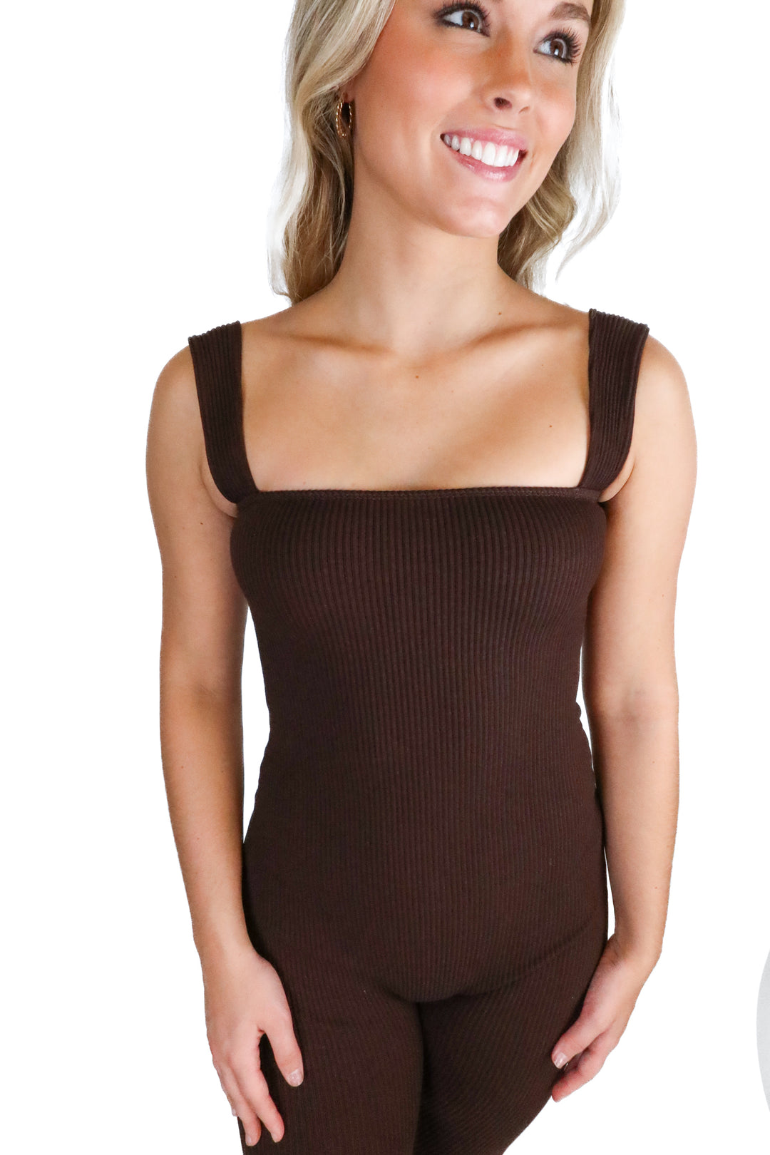 Sans Faff dark brown ribbed jumpsuit NWT (XS; retail $313)