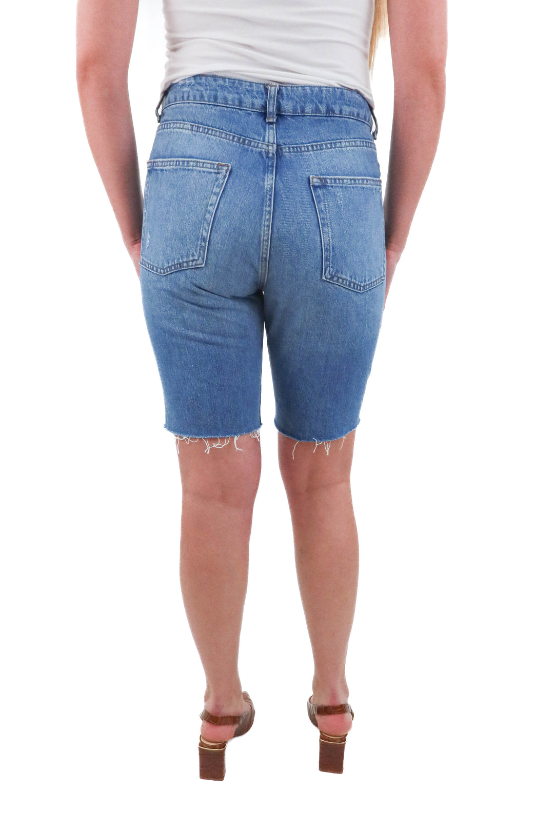 topshop medium wash jorts (10; retail $75)
