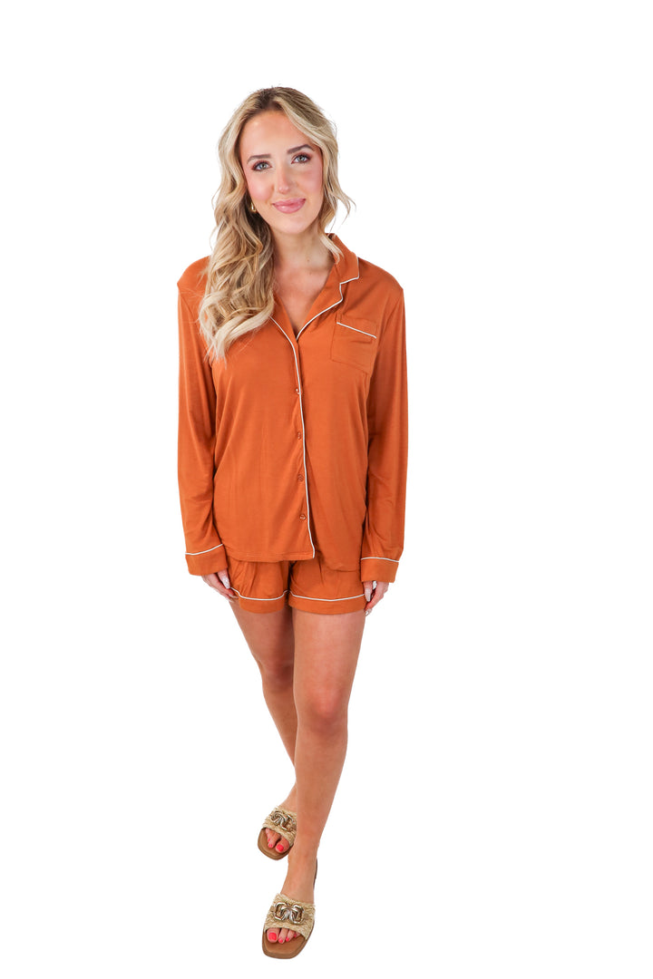 Nordstrom brown pj set (s; retail $85)