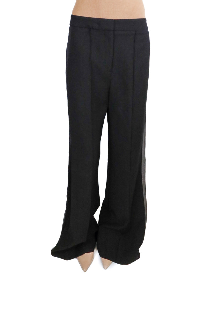 Adam Lippes Black Wide Leg Sheer Side Pants (2; retail $1,390)
