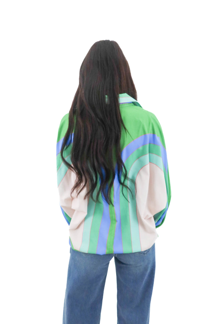 ciebon blue and green patterned top nwt  (m; Retail $145)