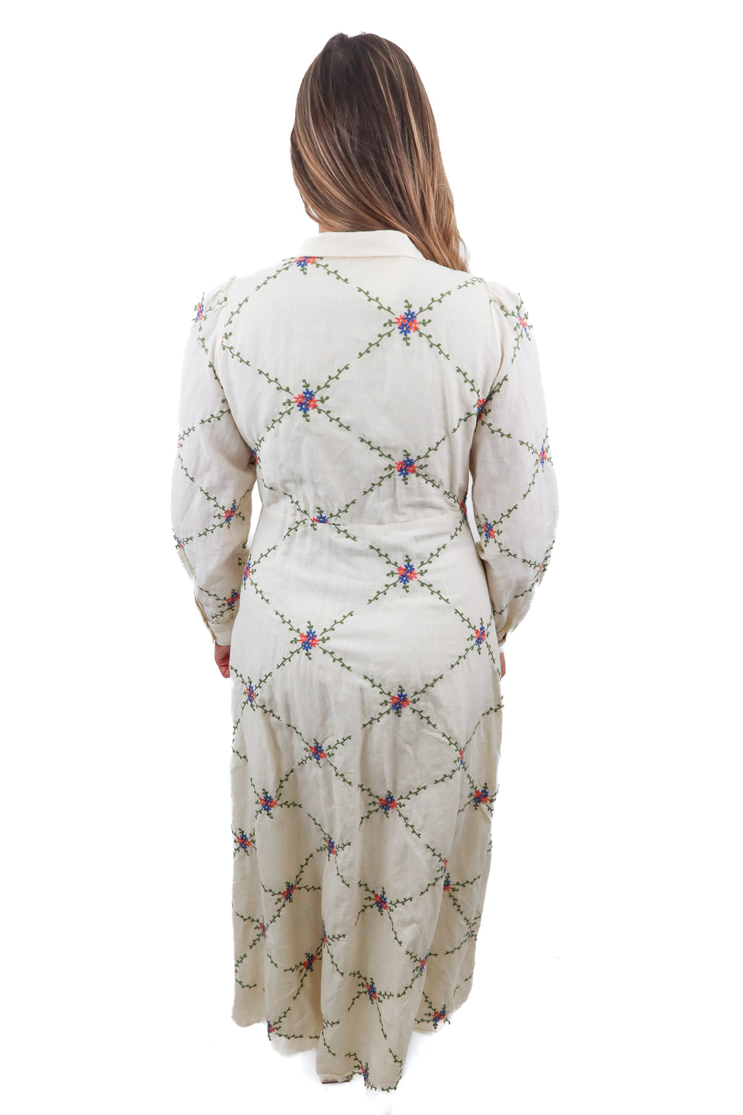 Sezane cream floral dress (38; retail $295)