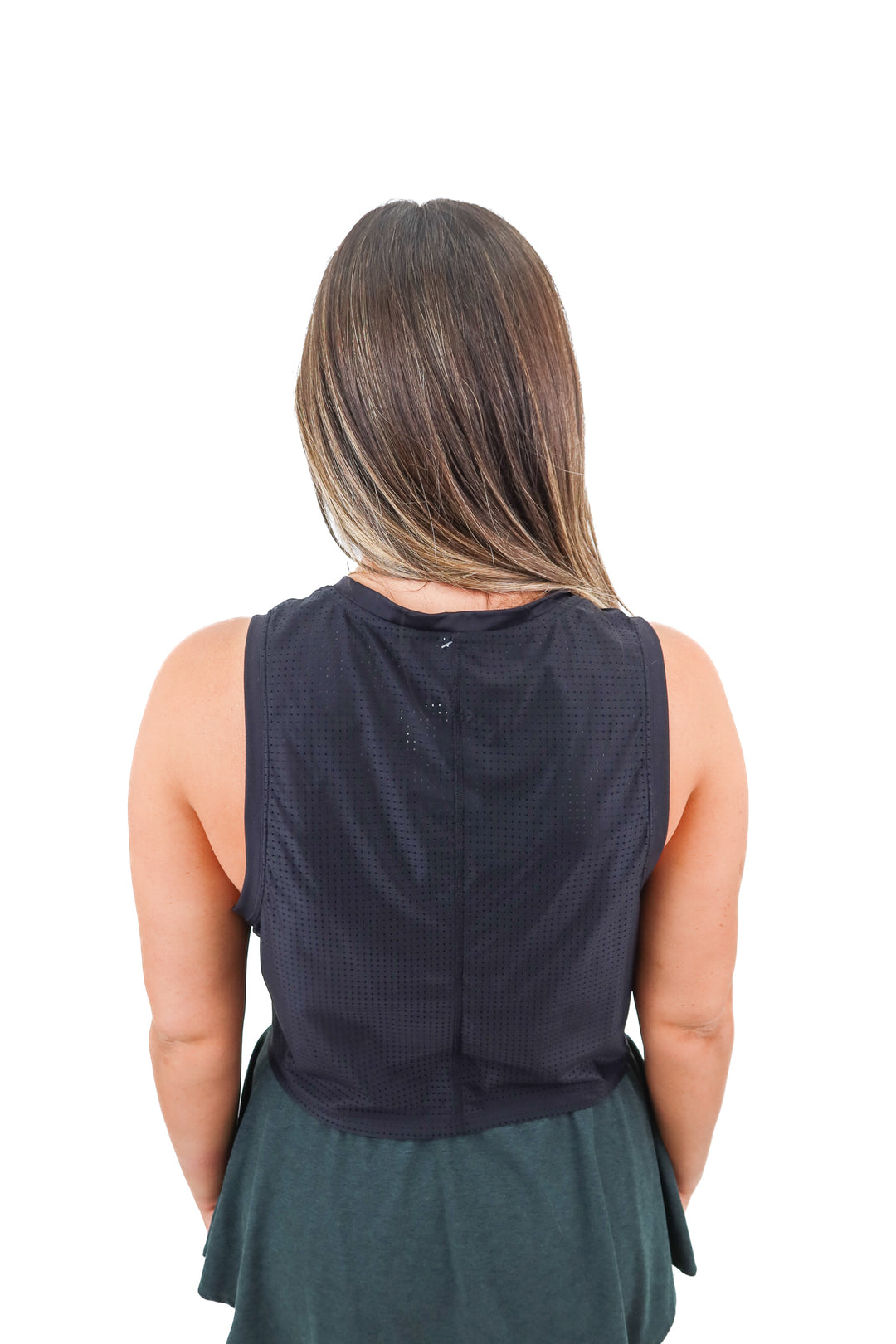 fabletics black netted tank (s)