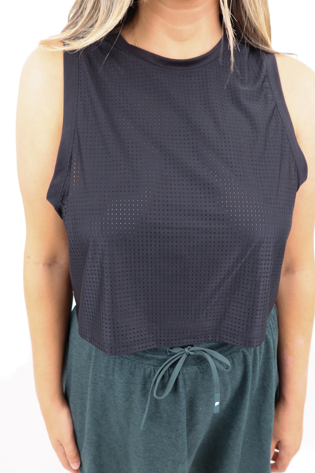 fabletics black netted tank (s)