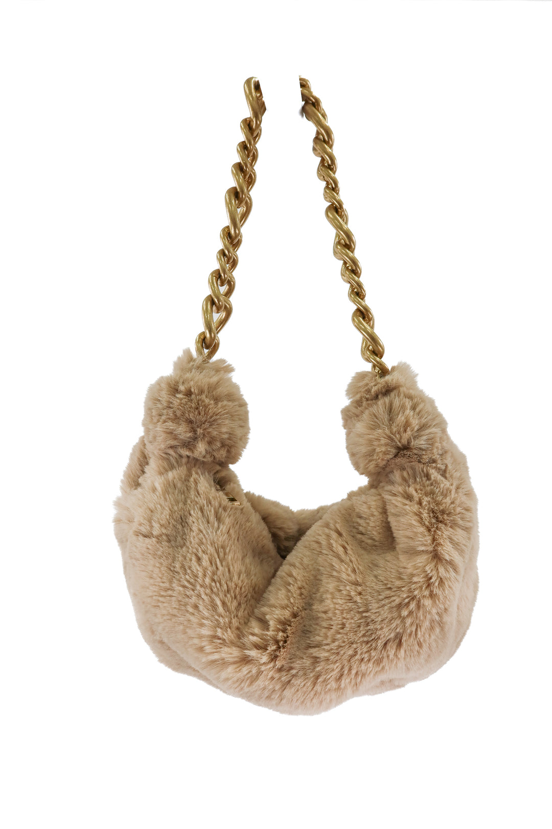 Zara fur and gold chain purse
