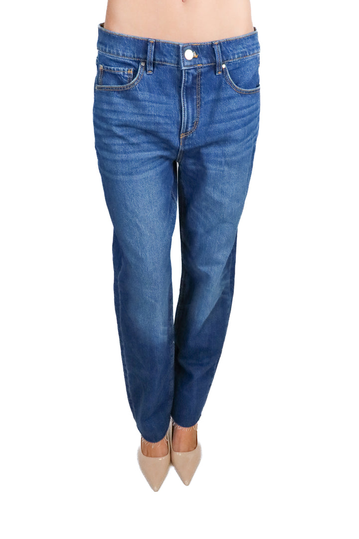 Ann Taylor Straight Mid-Rise Frayed Hem Jeans NWT (0; retail $119)