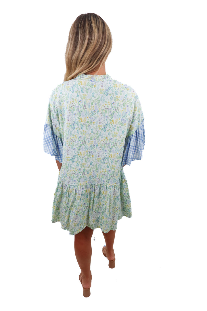 aura floral/gingam dress (s)