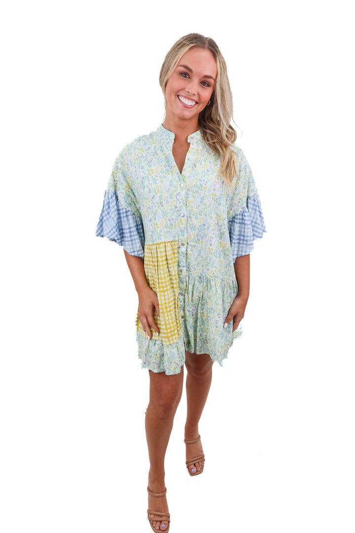 aura floral/gingam dress (s)