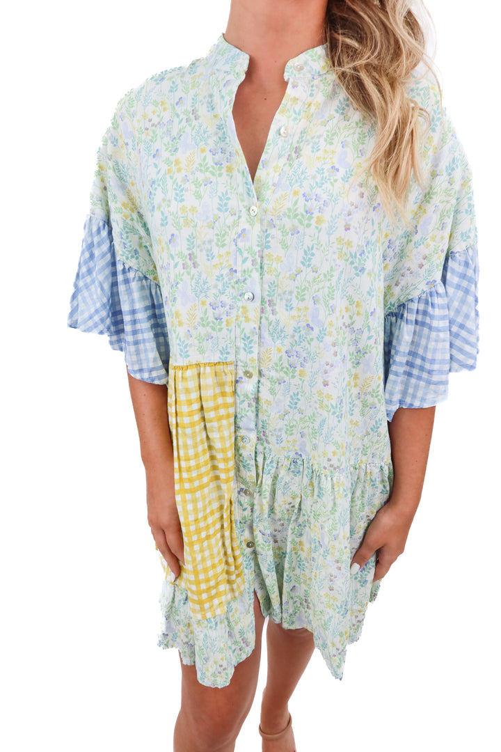 aura floral/gingam dress (s)
