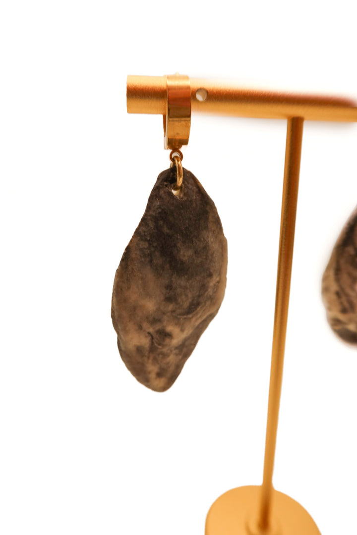 Gold/flat seashell earrings