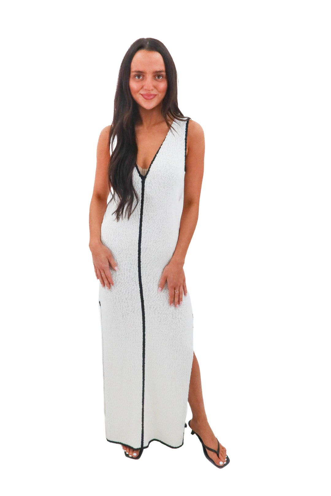 shona joy white knit maxi dress (XS; retail $295)