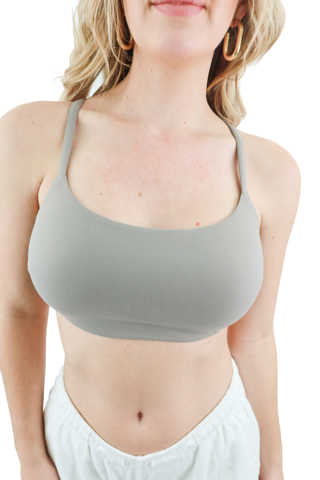 lululemon olive strappy sports bra (10; retail $58)
