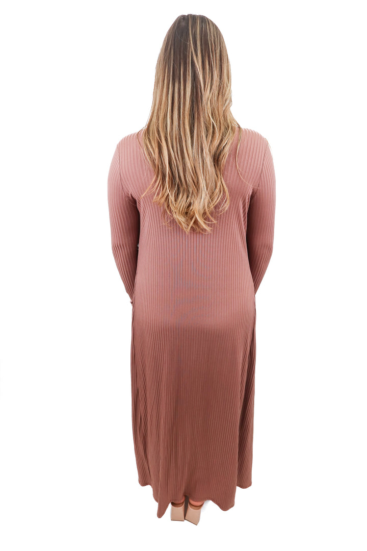 canvas brown dress/cardigan set (m)