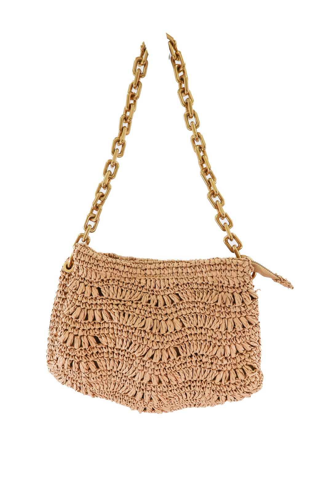 Rattan and gold chain bag