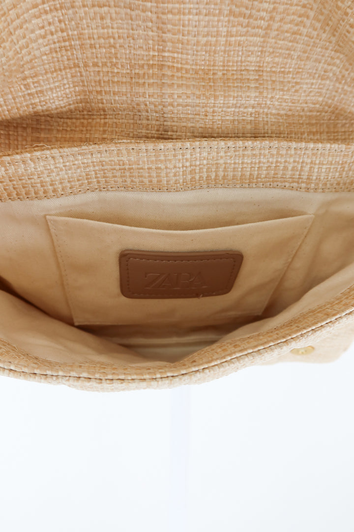 Zara rattan and gold chain bag