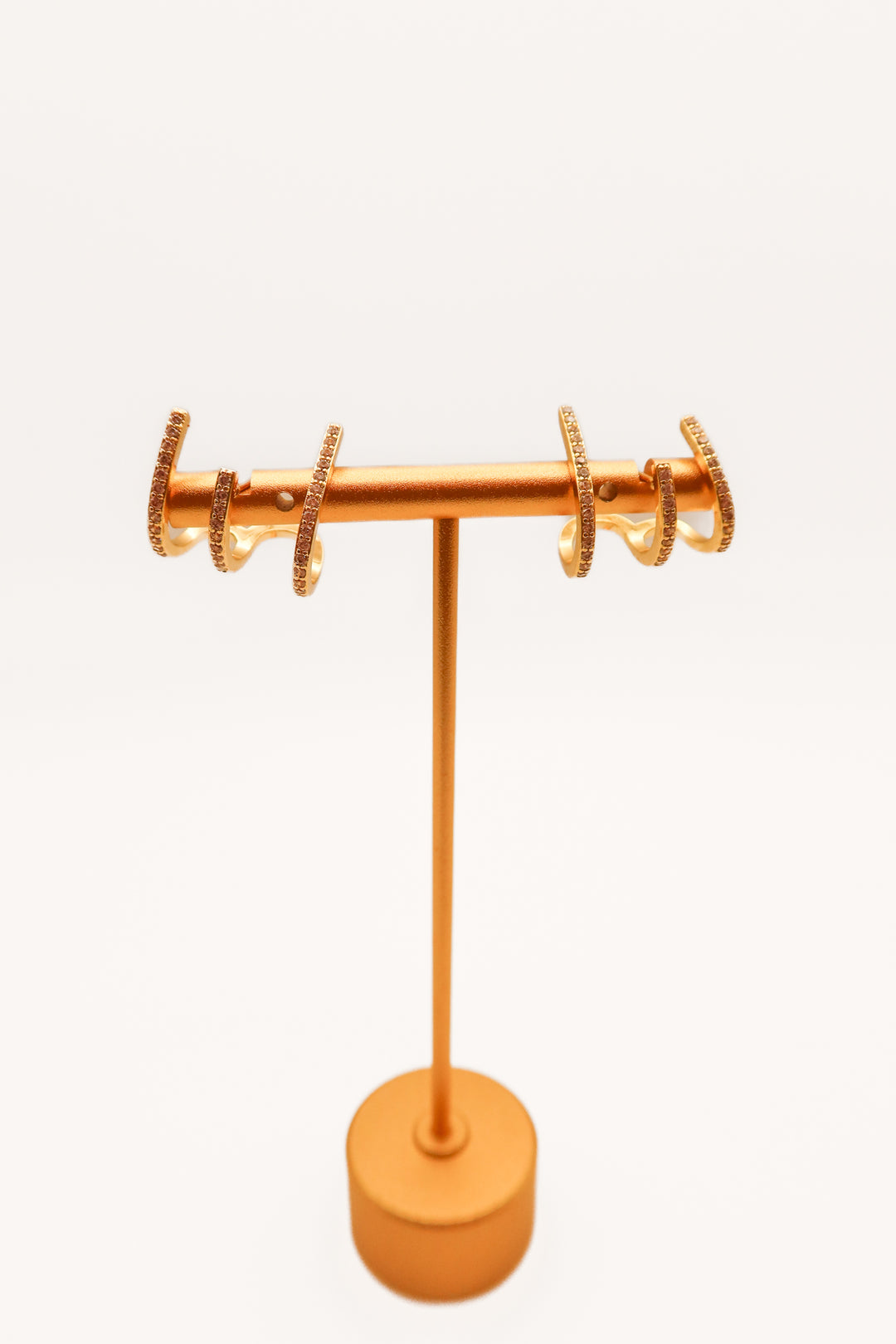 Gold 3 bar diamond earring