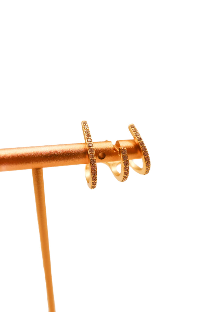 Gold 3 bar diamond earring