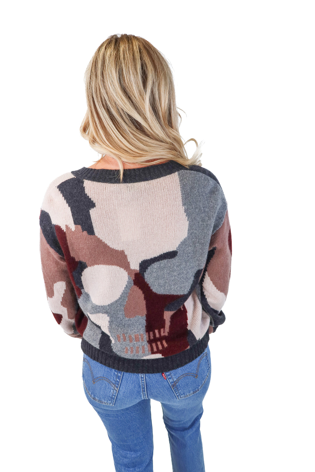 Skull cashmere abstract print sweater (m)
