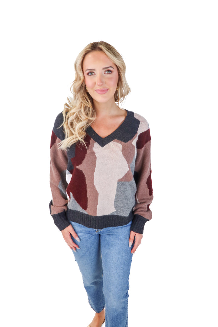 Skull cashmere abstract print sweater (m)