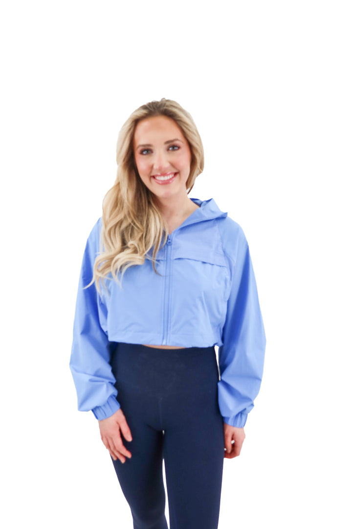 alo periwinkle jacket (s; retail $168)